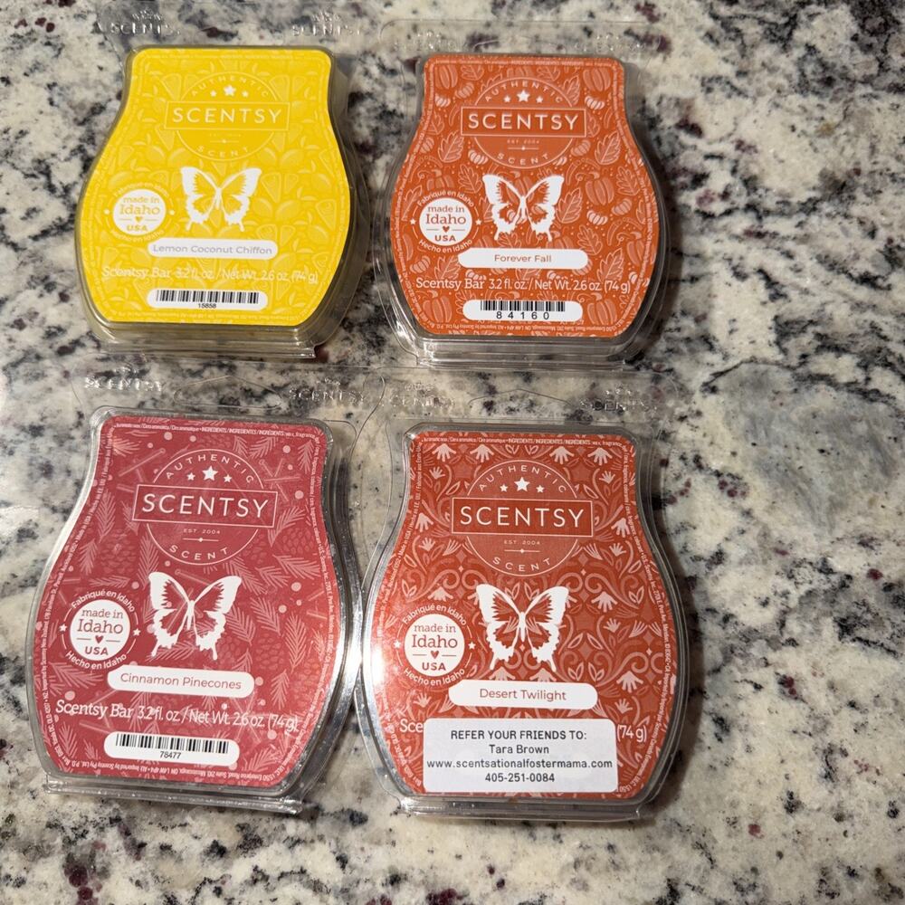 Scentsy Bar Scented Wax Melts 3.2 Oz Mixed Lot Of 4 Used 10 Individual Cubes REM